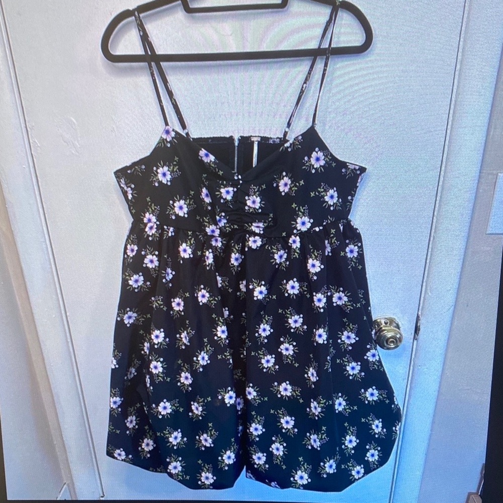 Floral Black Spaghetti Strap Dress